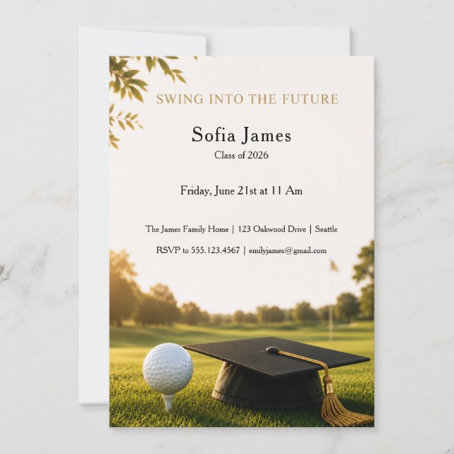 Graduation Party Invitation Golf Theme (Front)