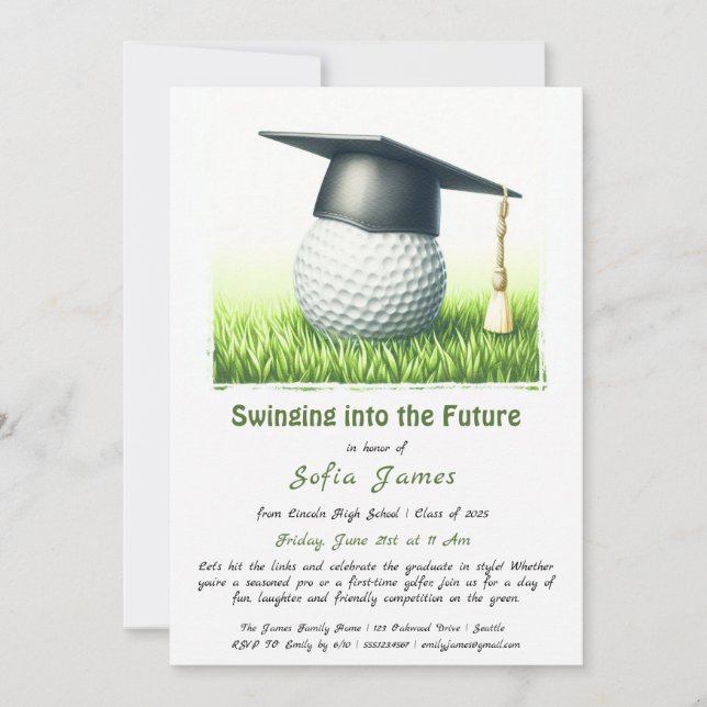 Graduation Party Invitation Golf Theme (Front)