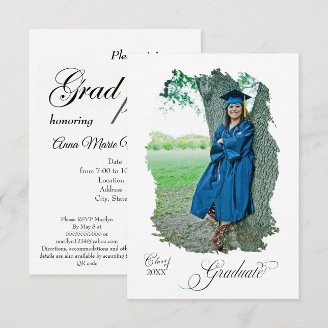 Graduation Party invitation Modern style (Front/Back)