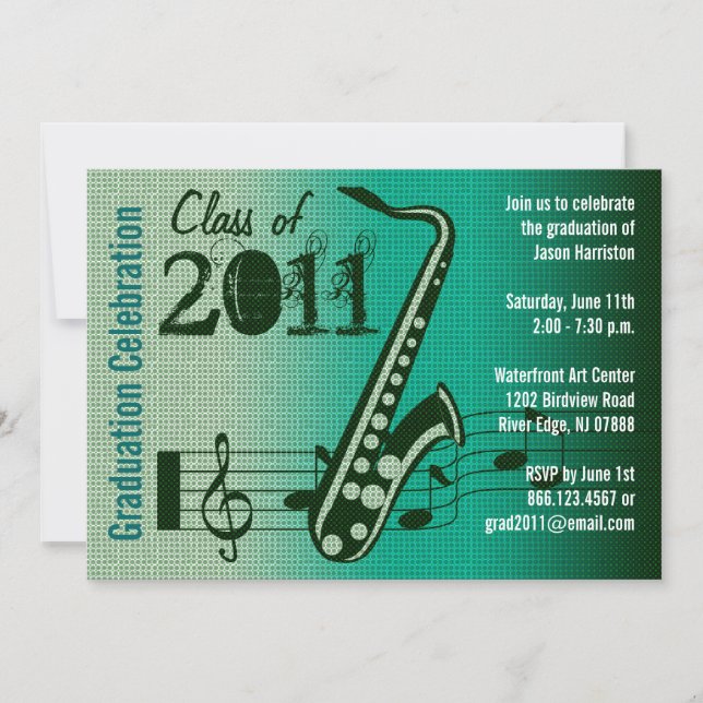 Graduation Party Invitation Music Saxophone (Front)