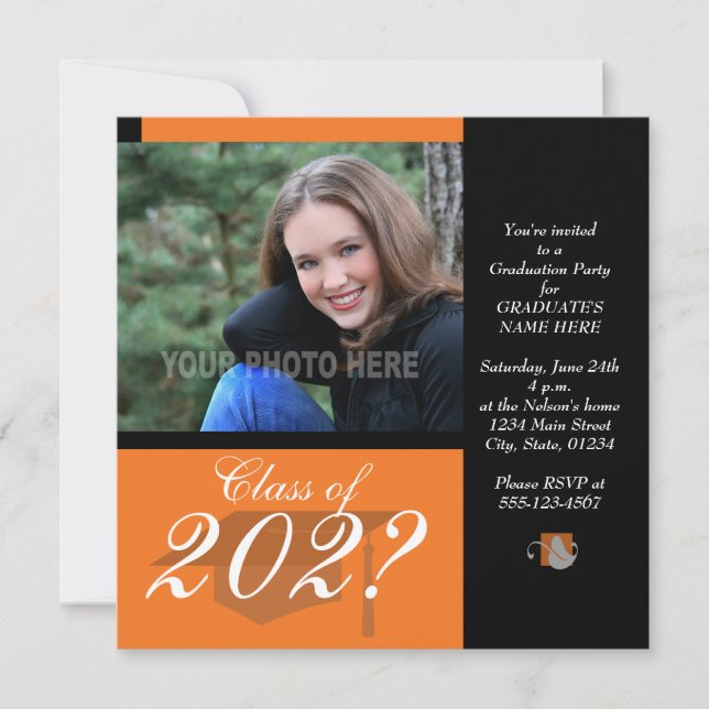 Graduation Party Invitation-Orange Invitation (Front)