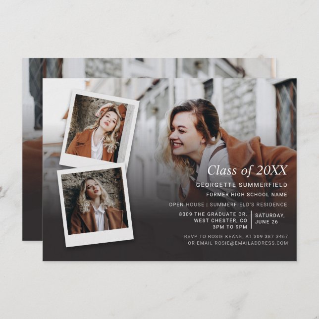 Graduation Party Invitation Photo Collage Script (Front/Back)