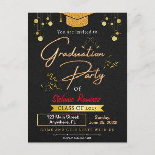 GRADUATION PARTY INVITATION POSTCARD