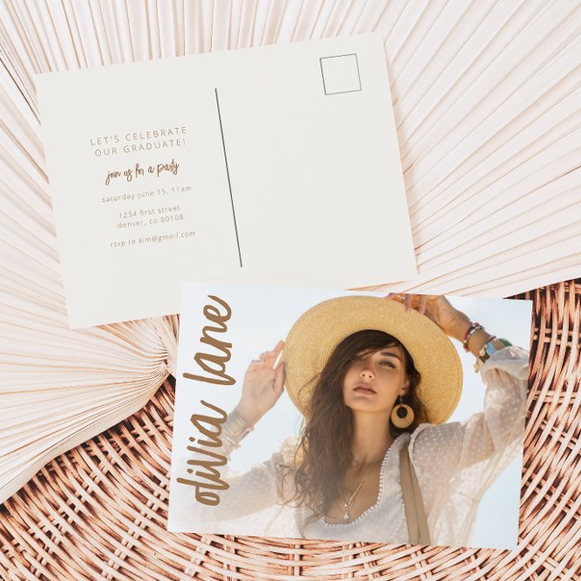 Graduation Party Invitation Postcard with Photo (Creator Uploaded)