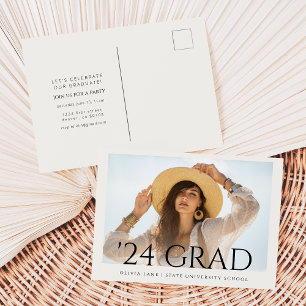 Graduation Party Invitation Postcard with Photo