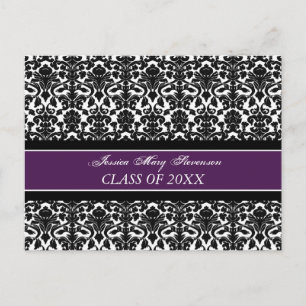 Graduation Party Invitation Postcards Purple Black