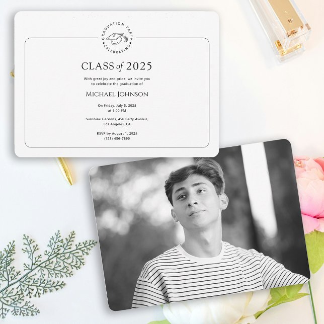 Graduation Party Invitation simple black and white (Graduation Party Invitation simple black and white)