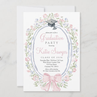 Graduation Party Invitation, Wildflower Graduation Invitation