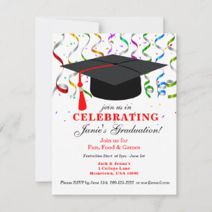 GRADUATION Party Invitation with Black Cap
