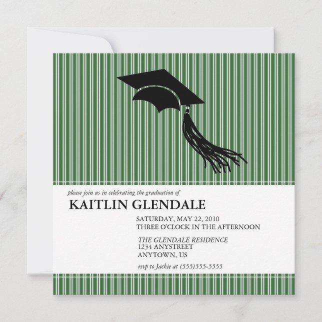 Graduation Party Invitation with Cap and Tassel (Front)