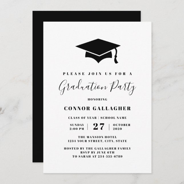 Graduation Party Invitations, Graduation Cap Invitation (Front/Back)