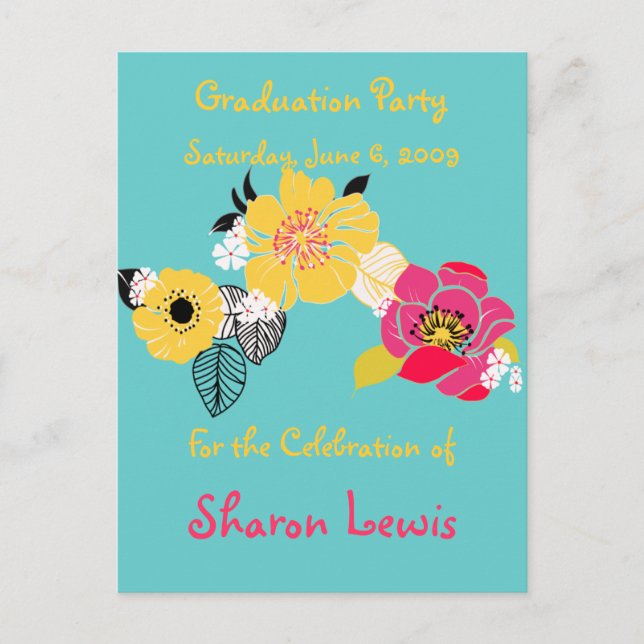 Graduation Party Invitations, postcard (Front)