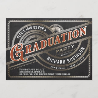 Graduation Party Invitations - Retro Vintage Foil