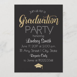 Graduation Party Invite-Gold Sparkle Design Invitation