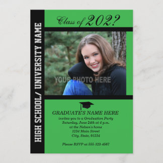 Graduation Party Invite-Green-2 Invitation