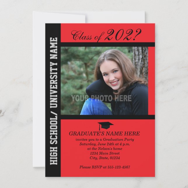 Graduation Party Invite-Red-2 Invitation (Front)