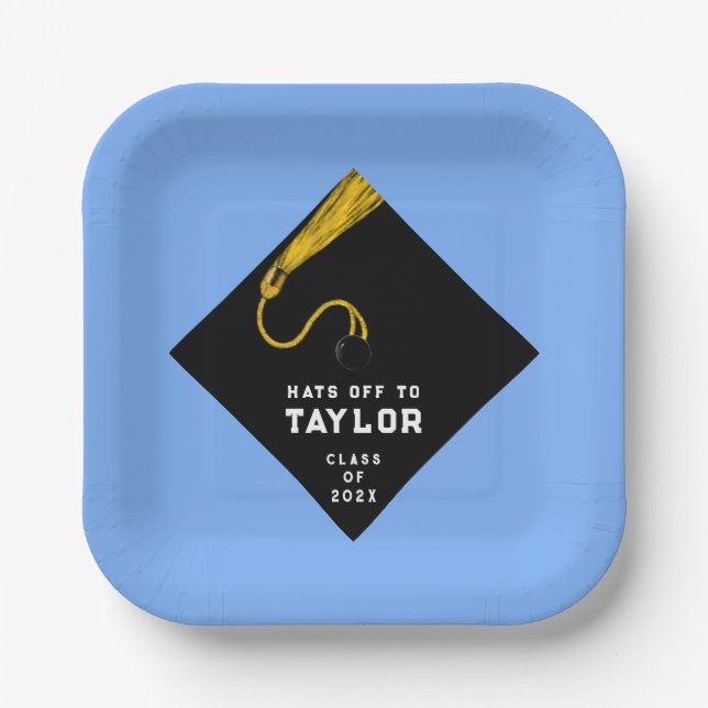 Graduation Party Light-blue Paper Plate (Front)