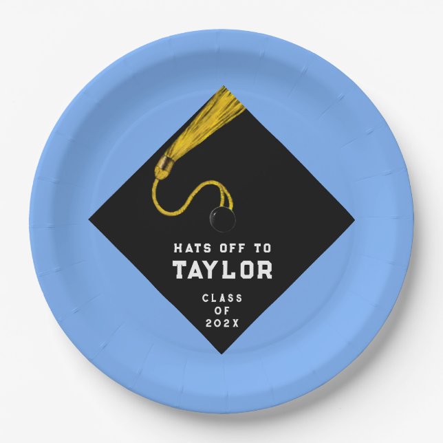 Graduation Party Light-blue Paper Plate (Front)