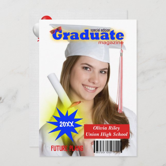 Graduation Party Magazine Cover  Invitation (Front/Back)