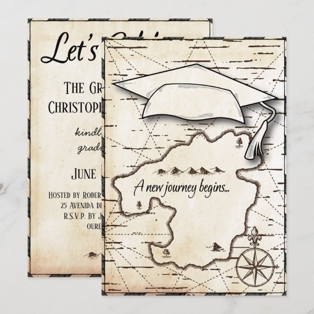 Graduation Party Map Journey To Success Invitation (Front/Back)
