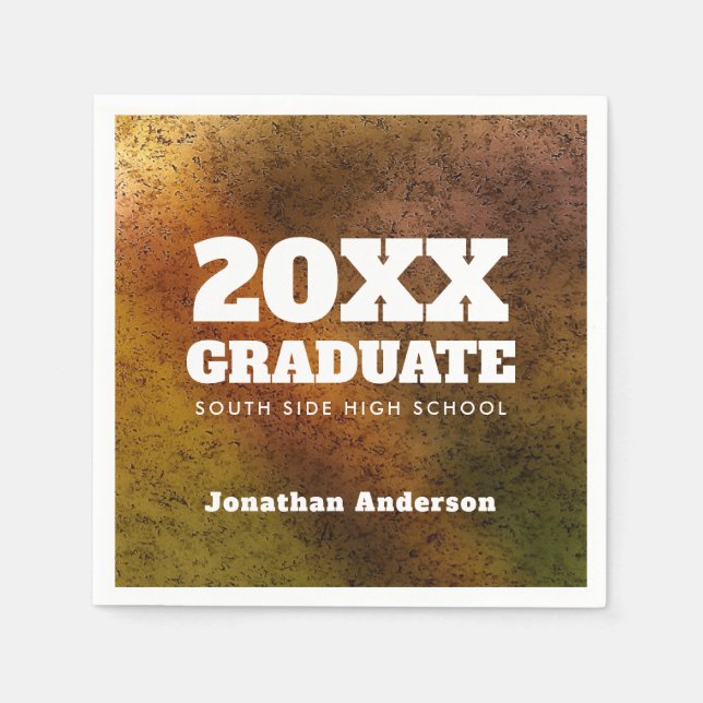 Graduation Party Marble Bold Text Napkin (Front)