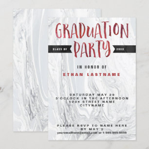 Graduation Party Marble Watercolor Invitation