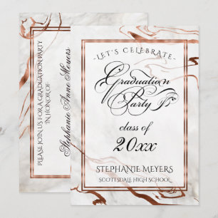 Graduation Party Marbleised Copper Typography Invitation