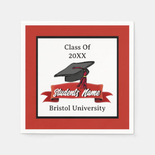 Graduation Party Maroon Black White School Colours Napkin
