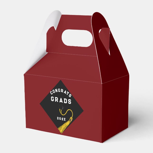 Graduation Party Maroon Favour Box (Front Side)