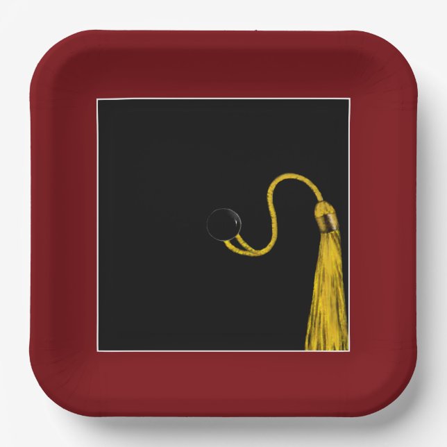 Graduation Party Maroon Paper Plate (Front)