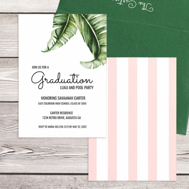 Graduation Party Midcentury Modern Banana Leaf  Invitation (Creator Uploaded)