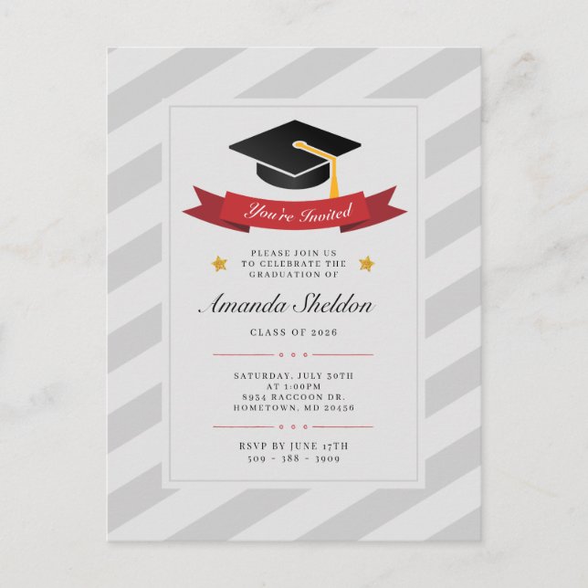 Graduation Party Modern 2025 Grad Invitation Postcard (Front)