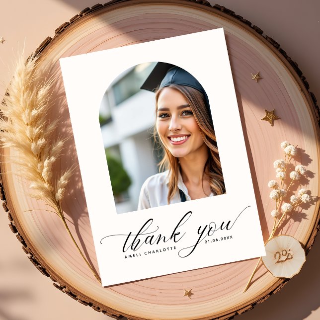 Graduation Party Modern Arch Photo Thank You Cards (Creator Uploaded)
