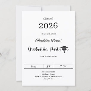 Graduation party modern class of 2026 invitation