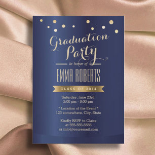 Graduation Party Modern Gold Confetti Elegant Invitation