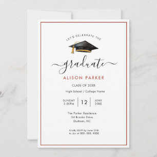 Graduation party Modern simple Photo Invitation