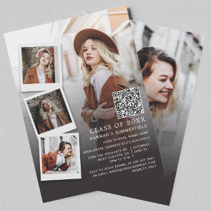 Graduation Party Multi Photo QR Code Grad 2025 Invitation