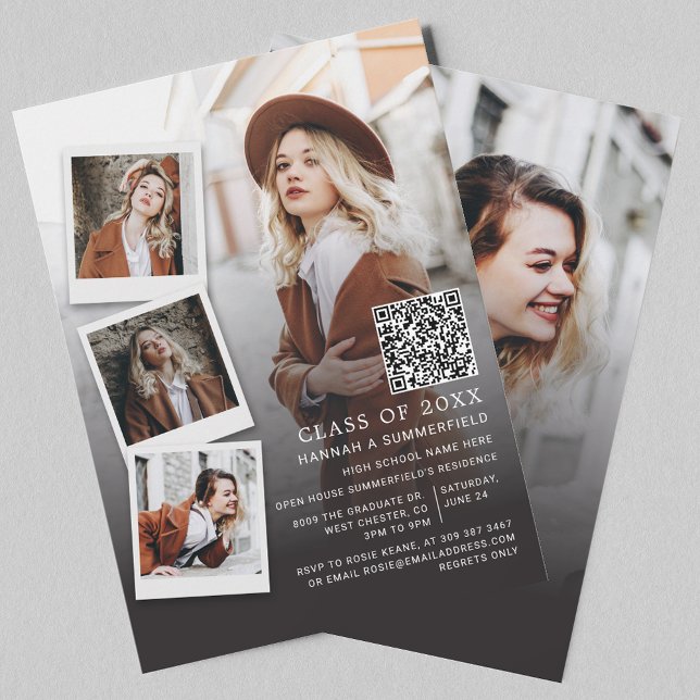 Graduation Party Multi Photo QR Code Grad 2025 Invitation (Christmas Tropical Palm Tree Coastal Moving Announcement)