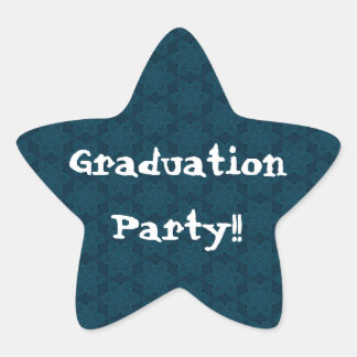 Graduation Party Navy Blue and White Star Flowers Star Sticker