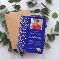 Graduation party navy blue gold confetti photo