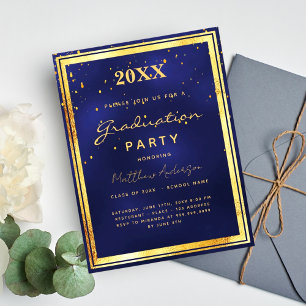 Graduation party navy blue gold invitation postcard
