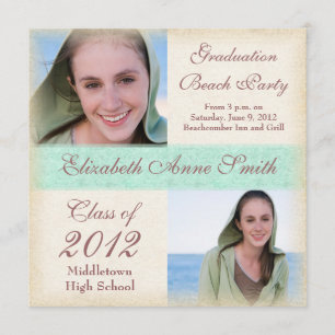 Graduation Party on the Beach Windswept Grunge Invitation