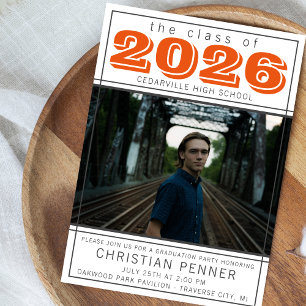 Graduation Party Open House 2023 Photo Orange Invitation