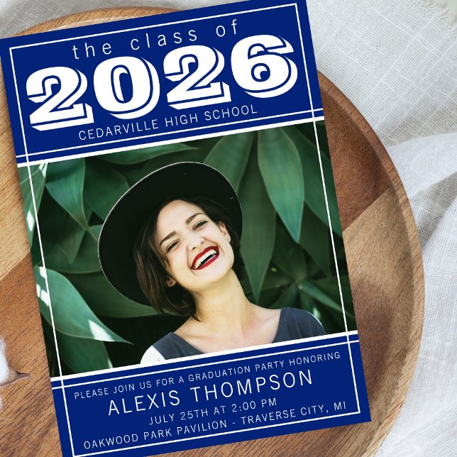 Graduation Party Open House 2025 Photo Blue Invitation (Creator Uploaded)