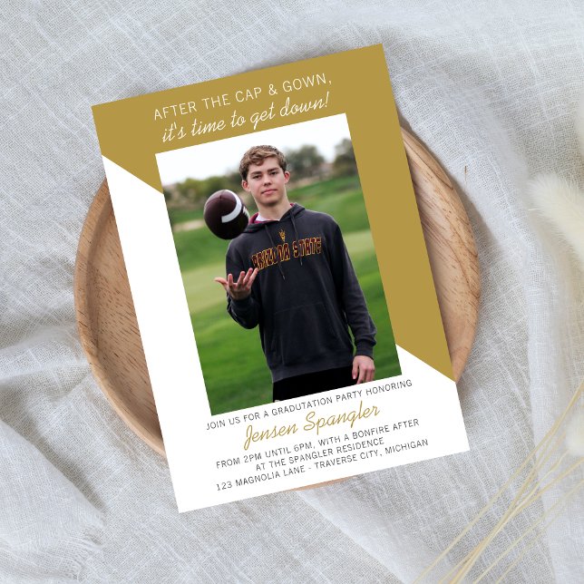 Graduation Party Open House 2025 Photo Gold Invitation (Creator Uploaded)