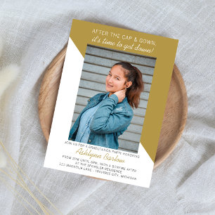 Graduation Party Open House 2025 Photo Gold Invitation