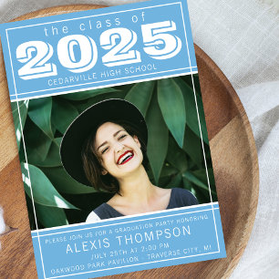 Graduation Party Open House 2025 Photo Light Blue Invitation