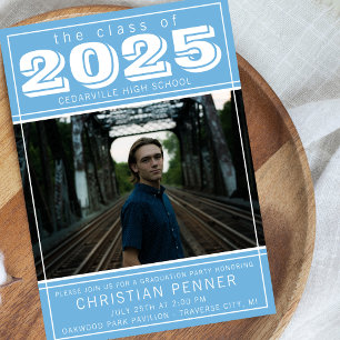Graduation Party Open House 2025 Photo Light Blue Invitation
