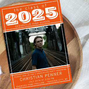 Graduation Party Open House 2025 Photo Orange Invitation