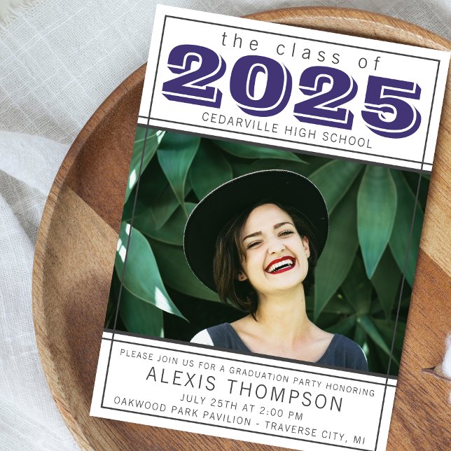 Graduation Party Open House 2025 Photo Purple Invitation (Creator Uploaded)